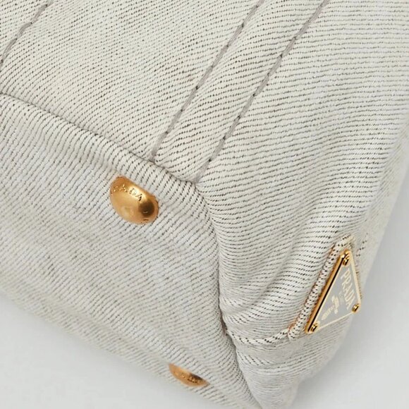 Prada Grey Canapa Canvas Small Tote Bag BG439 - Picture 4 of 12